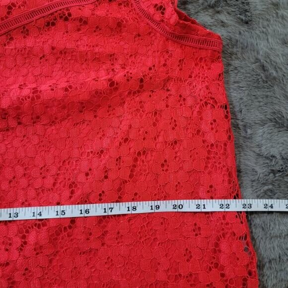 Nanette Lepore Red Lace Smock Blouse - Size Extra Large - Picture 10 of 11
